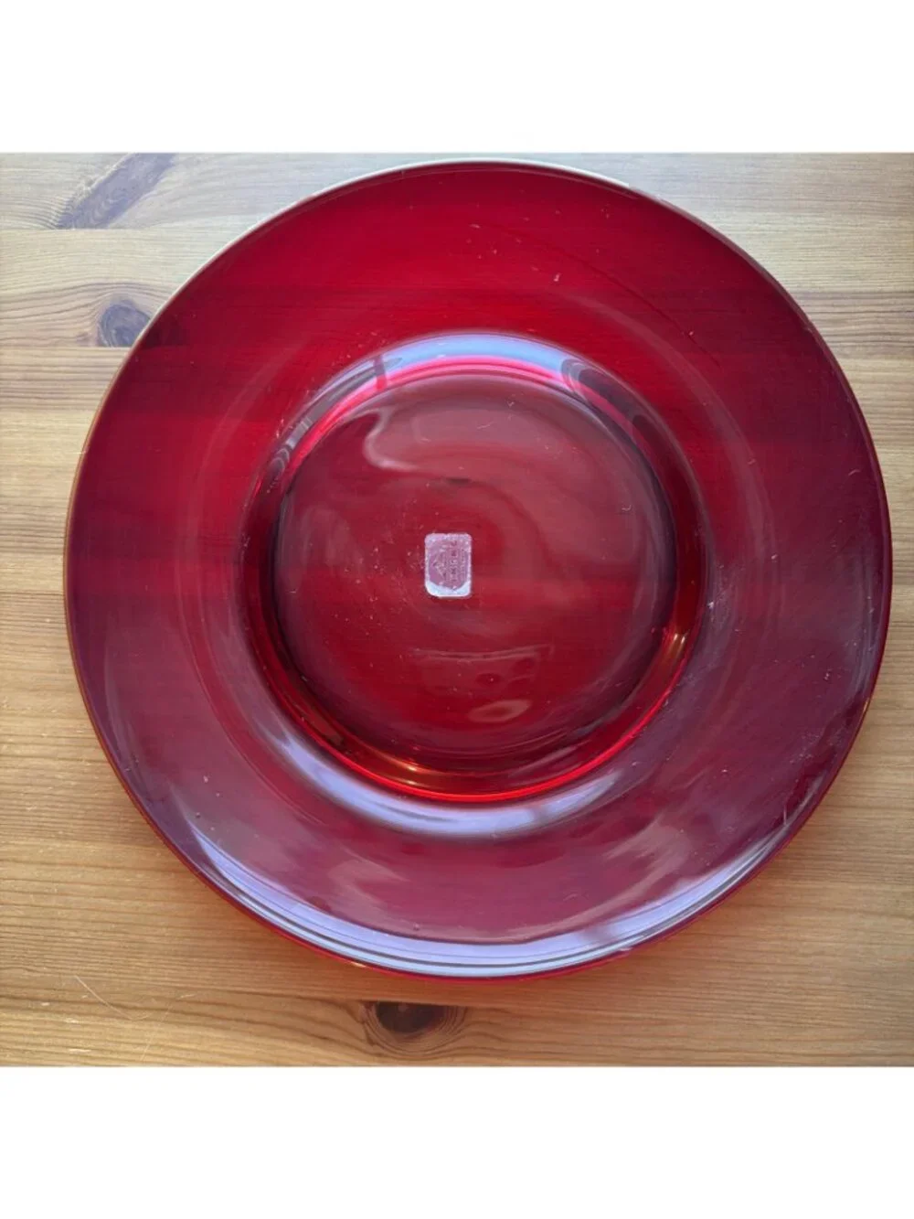 Viking  Ruby Red Glass Dinner Plate 10’’ Gound Base 2